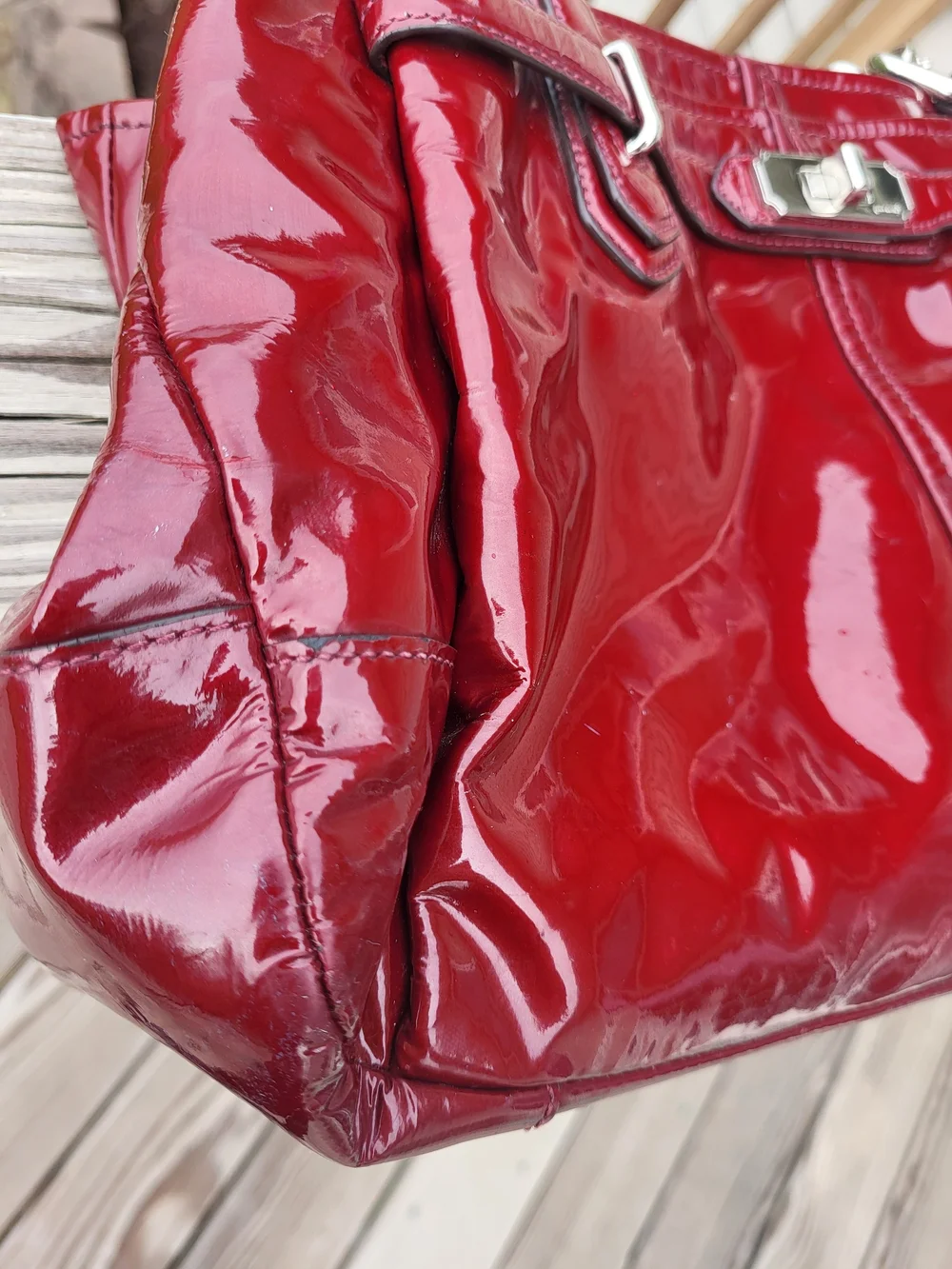 Coach Patent Leather Shoulder Bag in Deep Red - Picture 10 of 13